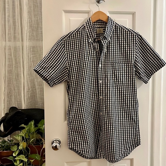 Jcrew short sleeve navy gingham button down